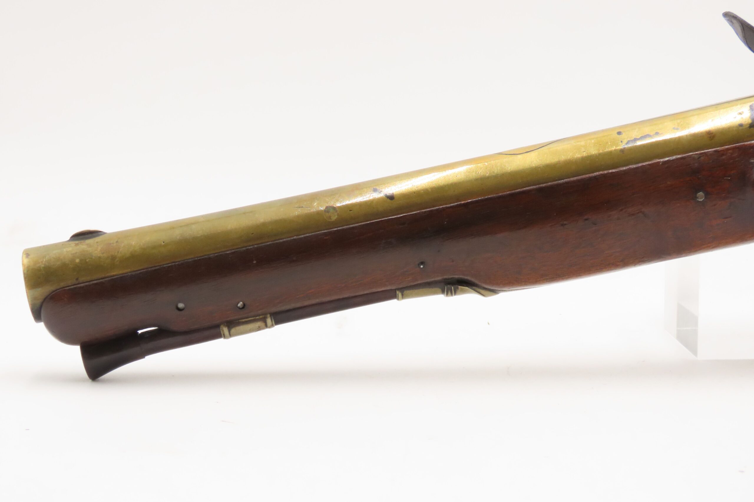 BRACE of REVOLUTIONARY WAR Era Brass Barrel JOVER & SON Flintlock Pistols 1750-1786 Mfr. With GERMAN SILVER MOUNTS - Image 14