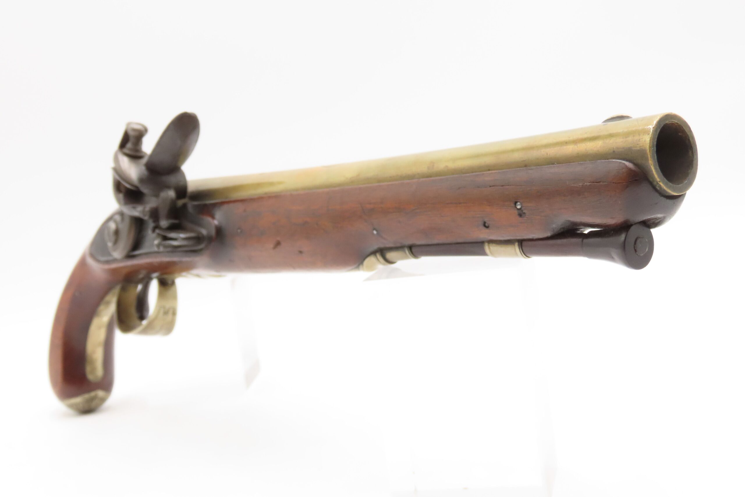 BRACE of REVOLUTIONARY WAR Era Brass Barrel JOVER & SON Flintlock Pistols 1750-1786 Mfr. With GERMAN SILVER MOUNTS - Image 16