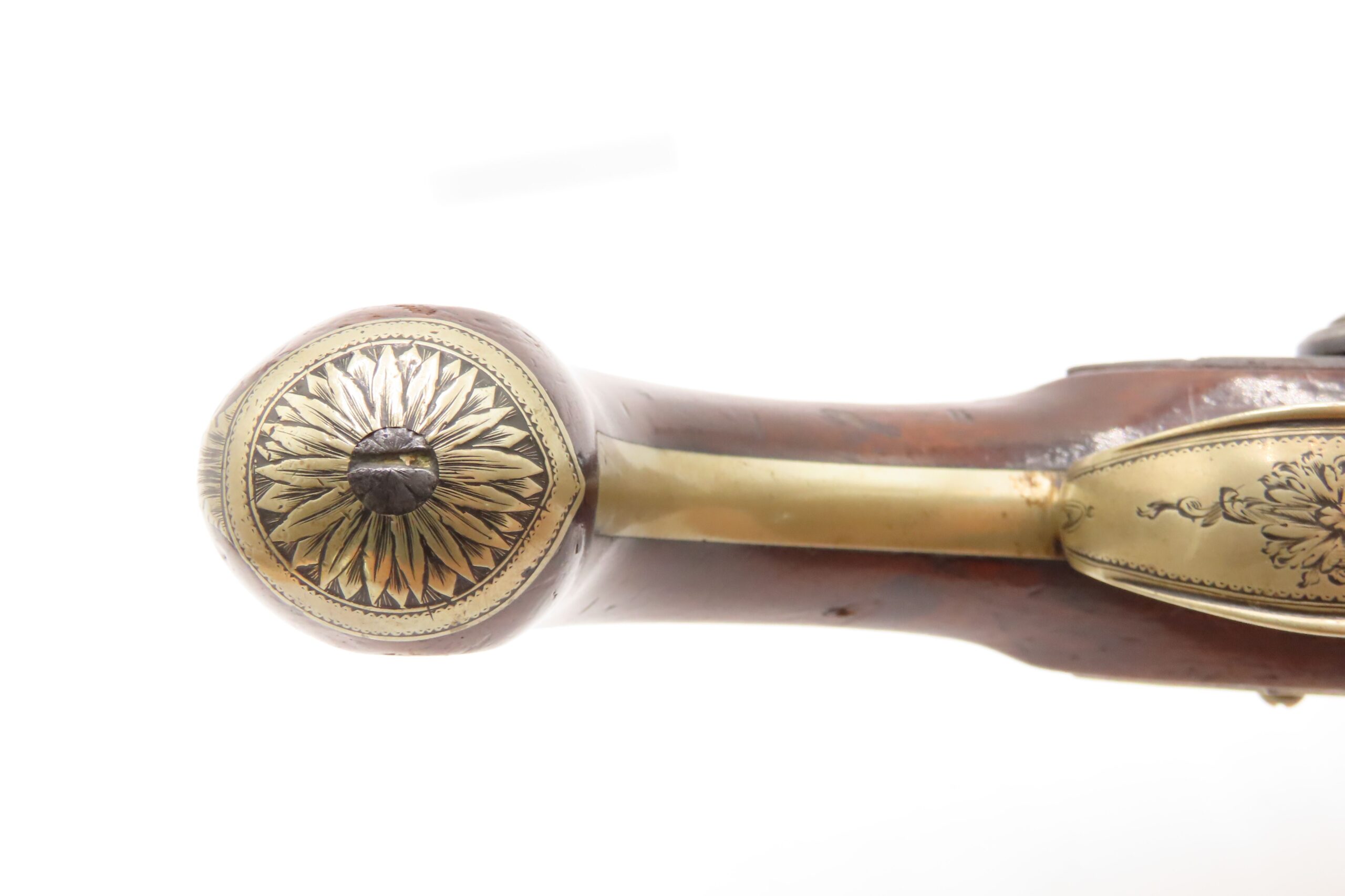 BRACE of REVOLUTIONARY WAR Era Brass Barrel JOVER & SON Flintlock Pistols 1750-1786 Mfr. With GERMAN SILVER MOUNTS - Image 24
