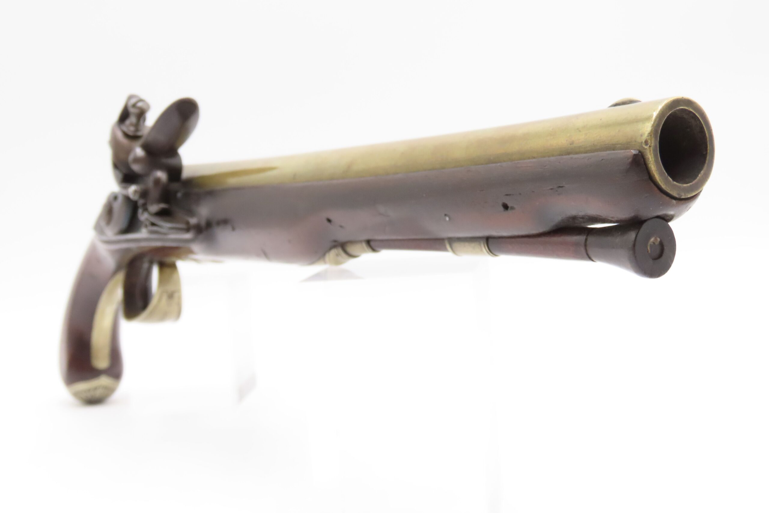 BRACE of REVOLUTIONARY WAR Era Brass Barrel JOVER & SON Flintlock Pistols 1750-1786 Mfr. With GERMAN SILVER MOUNTS - Image 31