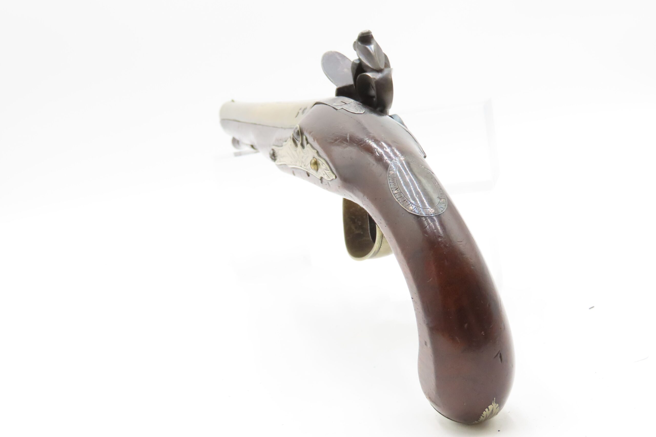 BRACE of REVOLUTIONARY WAR Era Brass Barrel JOVER & SON Flintlock Pistols 1750-1786 Mfr. With GERMAN SILVER MOUNTS - Image 32