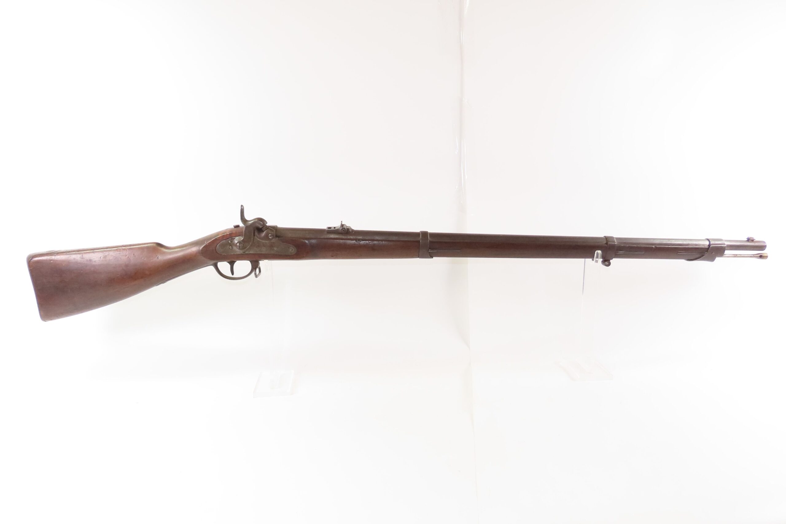 Antique CIVIL WAR Era European PERCUSSION Full Stock Military Rifle BAYONET “Crown/I” Proofed .54 Caliber Longarm - Image 3