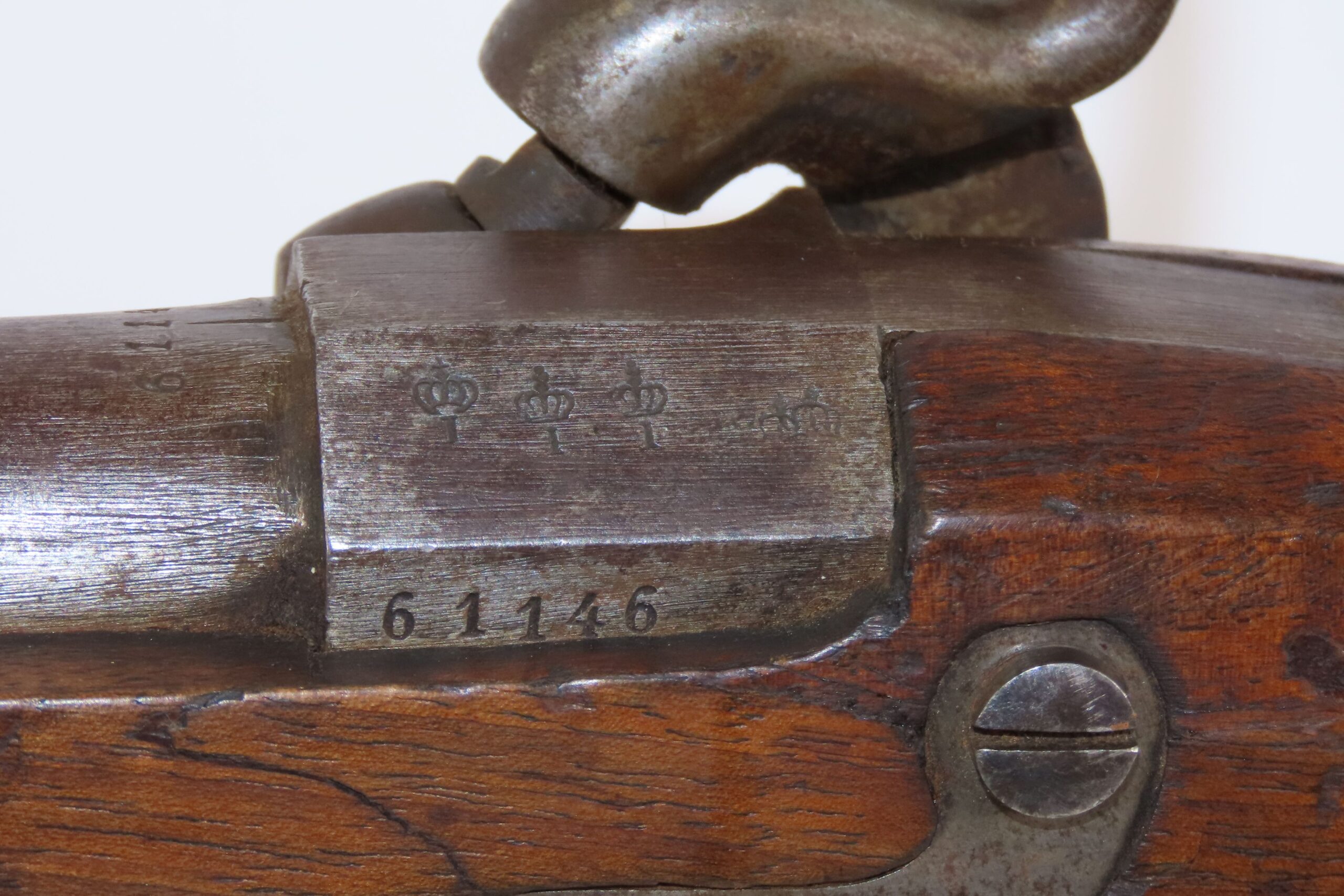 Antique CIVIL WAR Era European PERCUSSION Full Stock Military Rifle BAYONET “Crown/I” Proofed .54 Caliber Longarm - Image 16