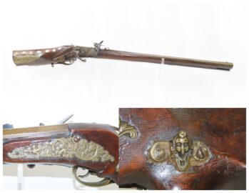 Tschinke Type WHEELLOCK Rifle Mother-of-Pearl Horn Bronze Engraved Antique  .58 Caliber Swamped Octagonal Barrel