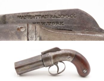 ANTEBELLUM / CIVIL WAR Era Antique MANHATTAN Percussion PEPPERBOX Revolver 6-Shot SELF DEFENSE Gun Made in Norwich, Conn.