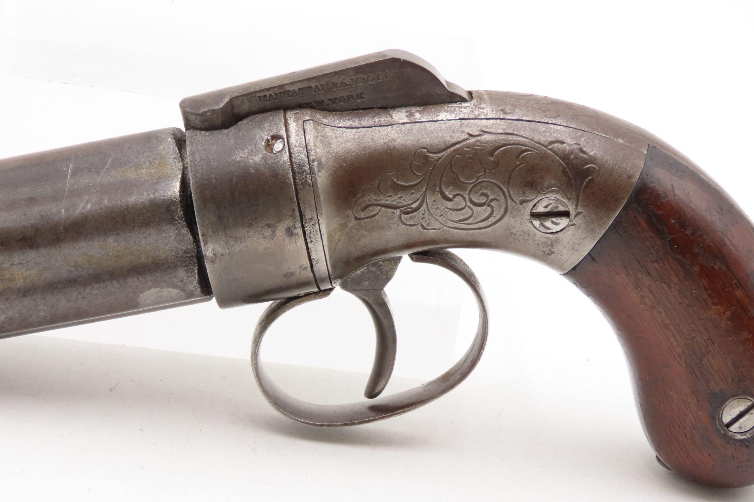 ANTEBELLUM / CIVIL WAR Era Antique MANHATTAN Percussion PEPPERBOX Revolver 6-Shot SELF DEFENSE Gun Made in Norwich, Conn. - Image 5