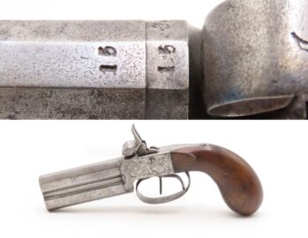 DOUBLE BARREL Antique OVER/UNDER Boxlock .45 Percussion SELF DEFENSE Pistol