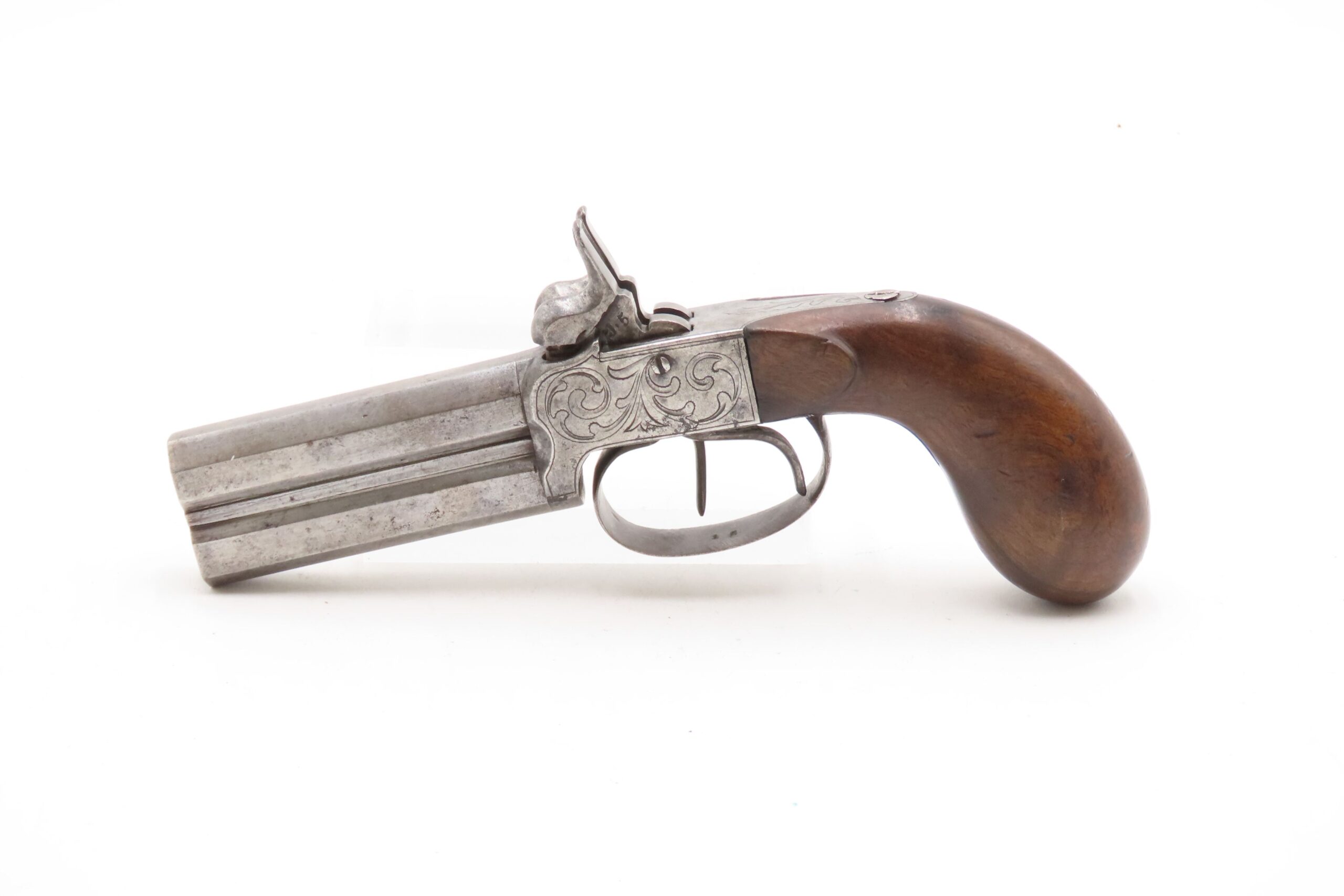 DOUBLE BARREL Antique OVER/UNDER Boxlock .45 Percussion SELF DEFENSE Pistol - Image 3