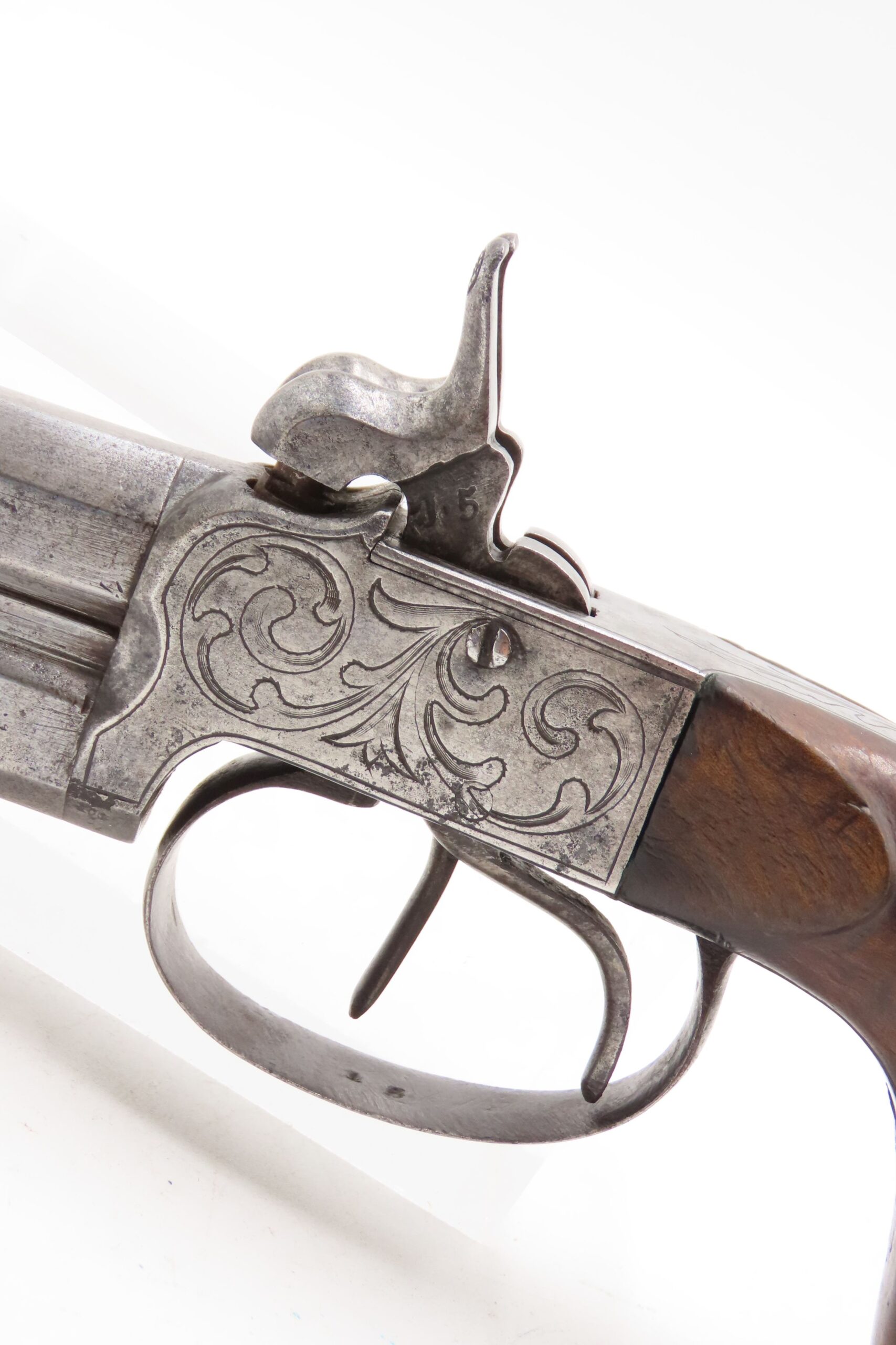 DOUBLE BARREL Antique OVER/UNDER Boxlock .45 Percussion SELF DEFENSE Pistol - Image 5