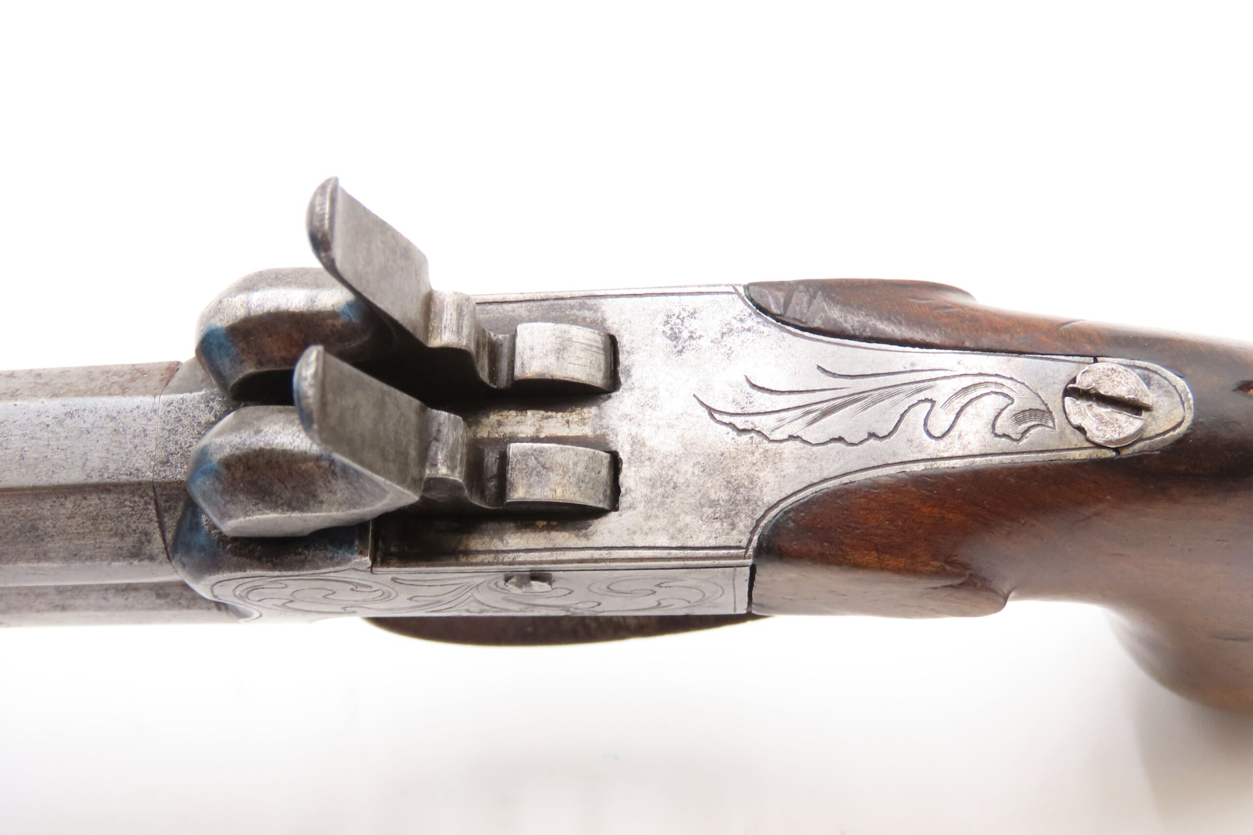DOUBLE BARREL Antique OVER/UNDER Boxlock .45 Percussion SELF DEFENSE Pistol - Image 13