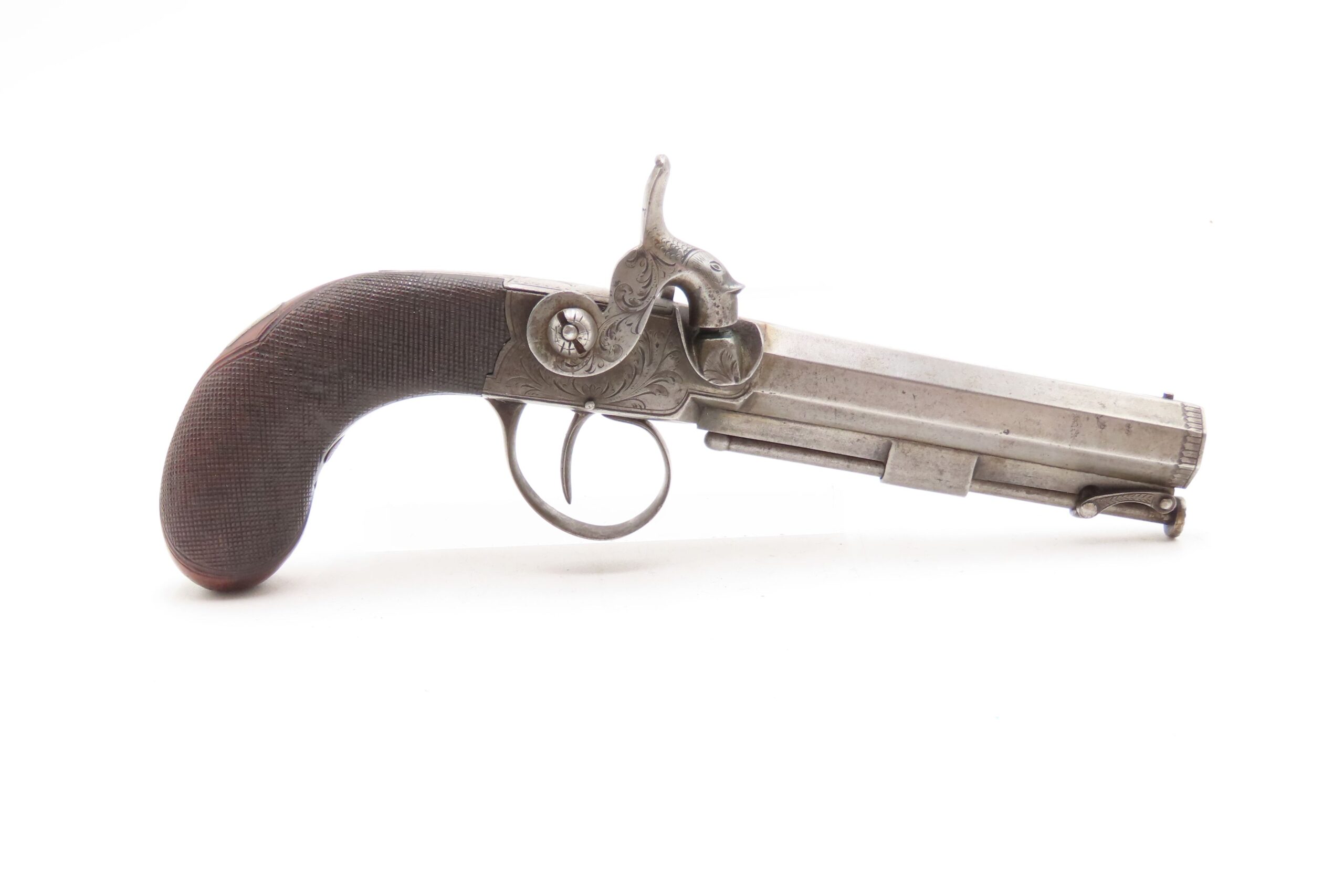ENGRAVED Antique British RICHARDSON Boxlock Percussion SELF DEFENSE Pistol “LIVERPOOL” 1840s SIDEHAMMER Coat/Pocket Pistol - Image 3