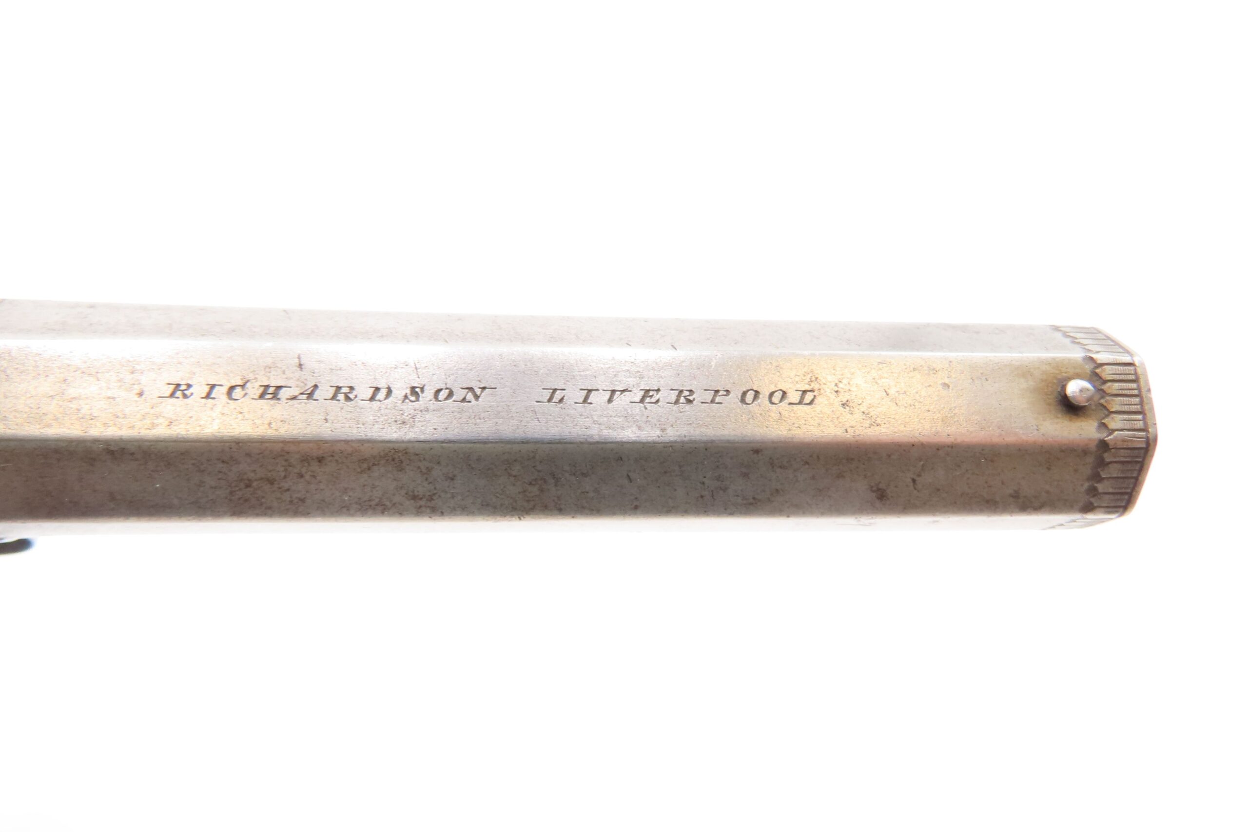ENGRAVED Antique British RICHARDSON Boxlock Percussion SELF DEFENSE Pistol “LIVERPOOL” 1840s SIDEHAMMER Coat/Pocket Pistol - Image 10