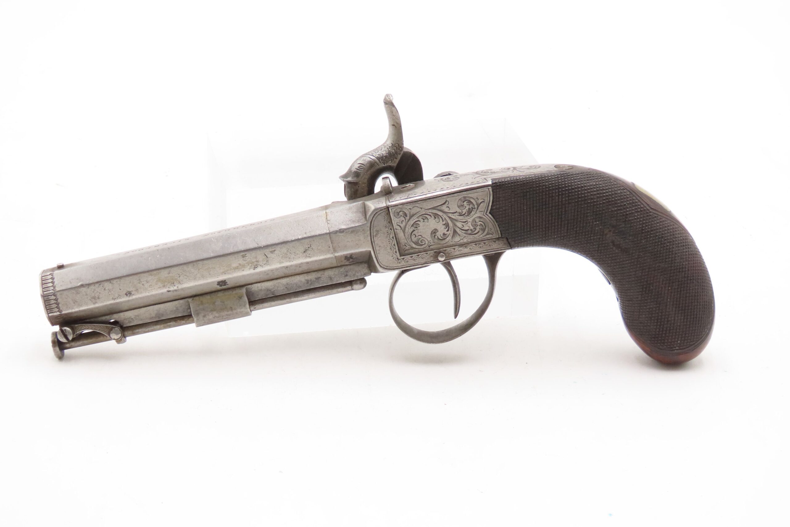 ENGRAVED Antique British RICHARDSON Boxlock Percussion SELF DEFENSE Pistol “LIVERPOOL” 1840s SIDEHAMMER Coat/Pocket Pistol - Image 15