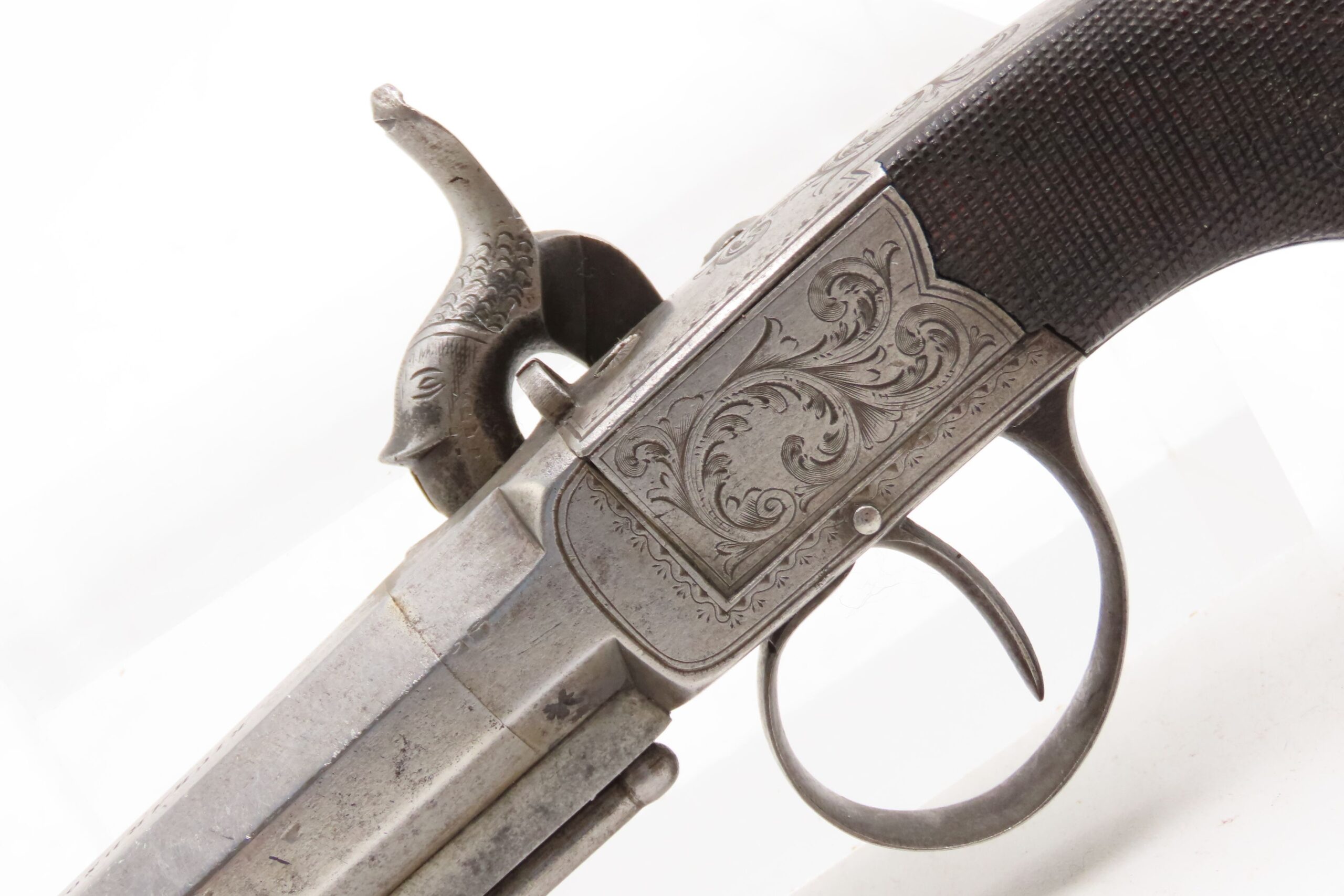 ENGRAVED Antique British RICHARDSON Boxlock Percussion SELF DEFENSE Pistol “LIVERPOOL” 1840s SIDEHAMMER Coat/Pocket Pistol - Image 17