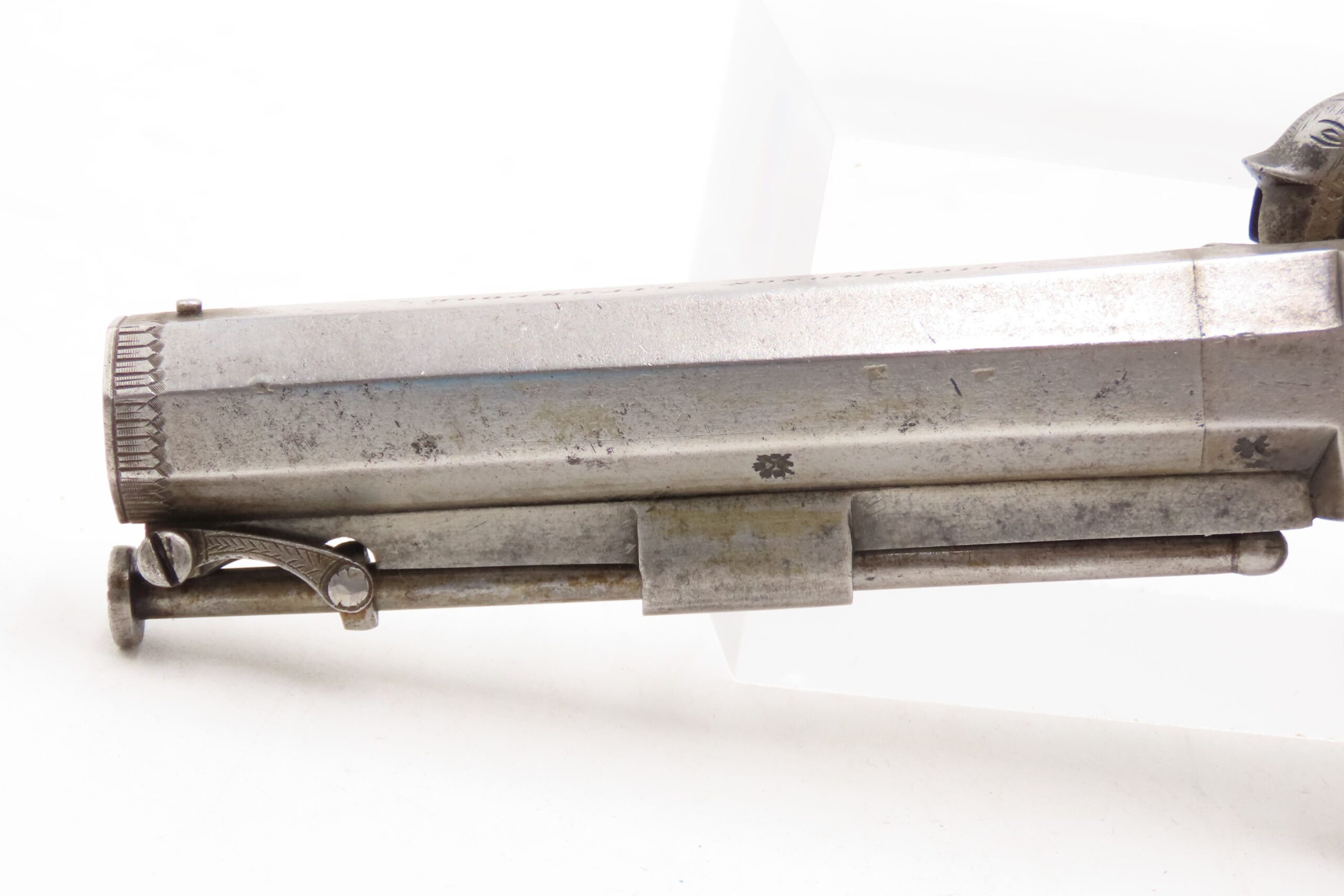 ENGRAVED Antique British RICHARDSON Boxlock Percussion SELF DEFENSE Pistol “LIVERPOOL” 1840s SIDEHAMMER Coat/Pocket Pistol - Image 18