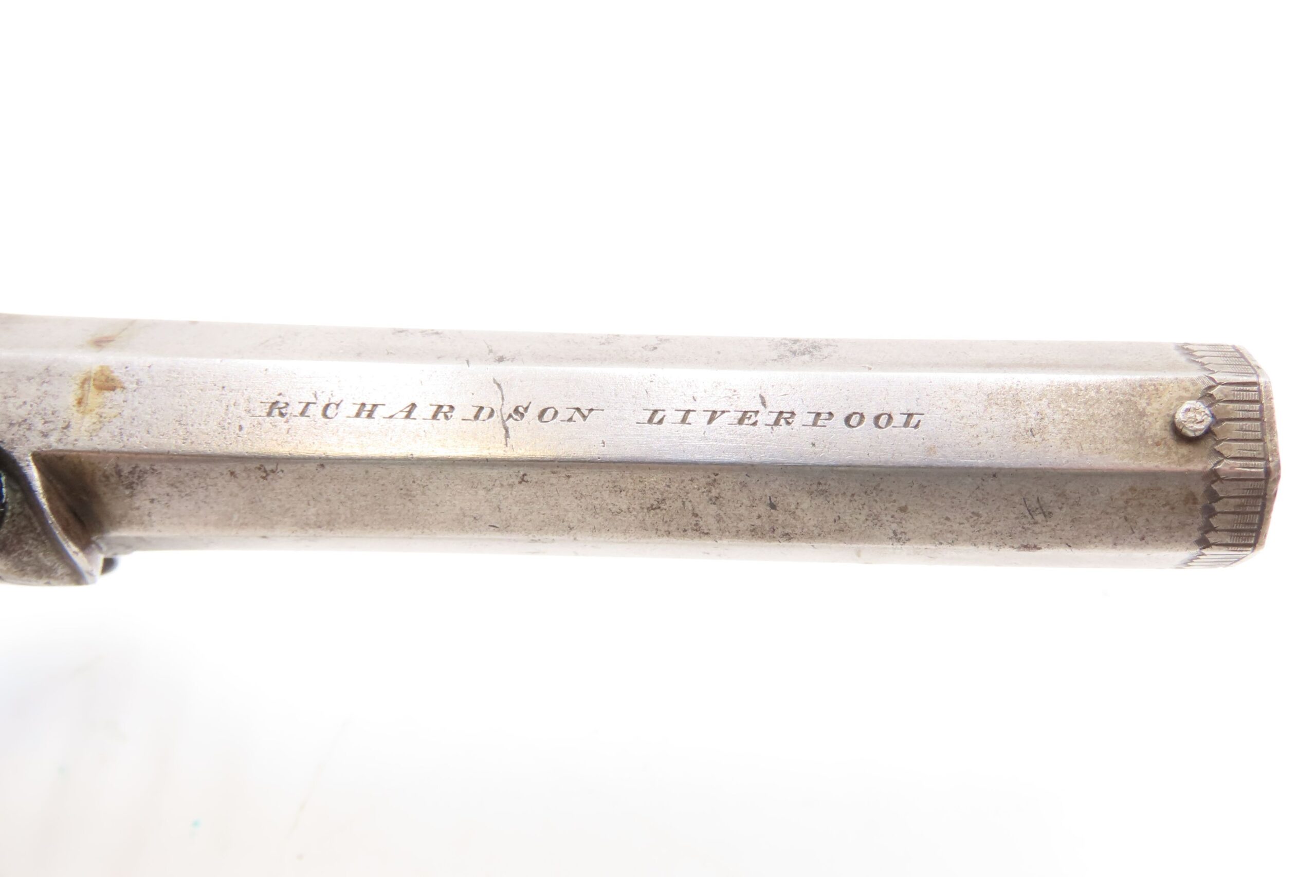 ENGRAVED Antique British RICHARDSON Boxlock Percussion SELF DEFENSE Pistol “LIVERPOOL” 1840s SIDEHAMMER Coat/Pocket Pistol - Image 32