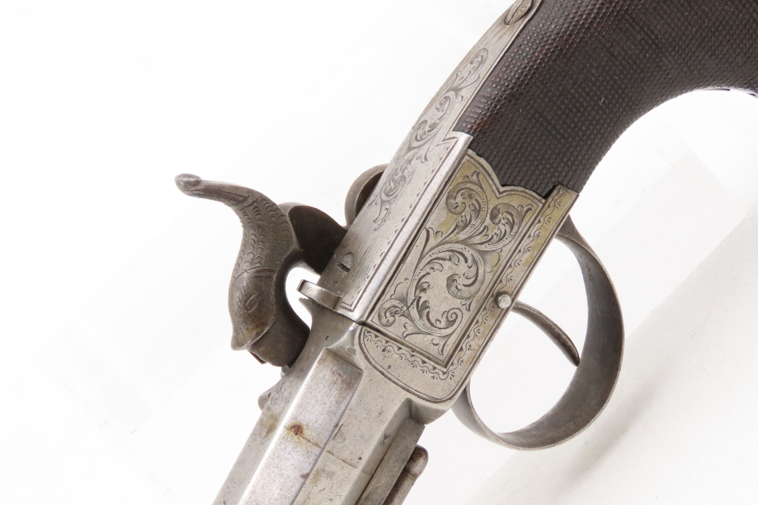 ENGRAVED Antique British RICHARDSON Boxlock Percussion SELF DEFENSE Pistol “LIVERPOOL” 1840s SIDEHAMMER Coat/Pocket Pistol - Image 36