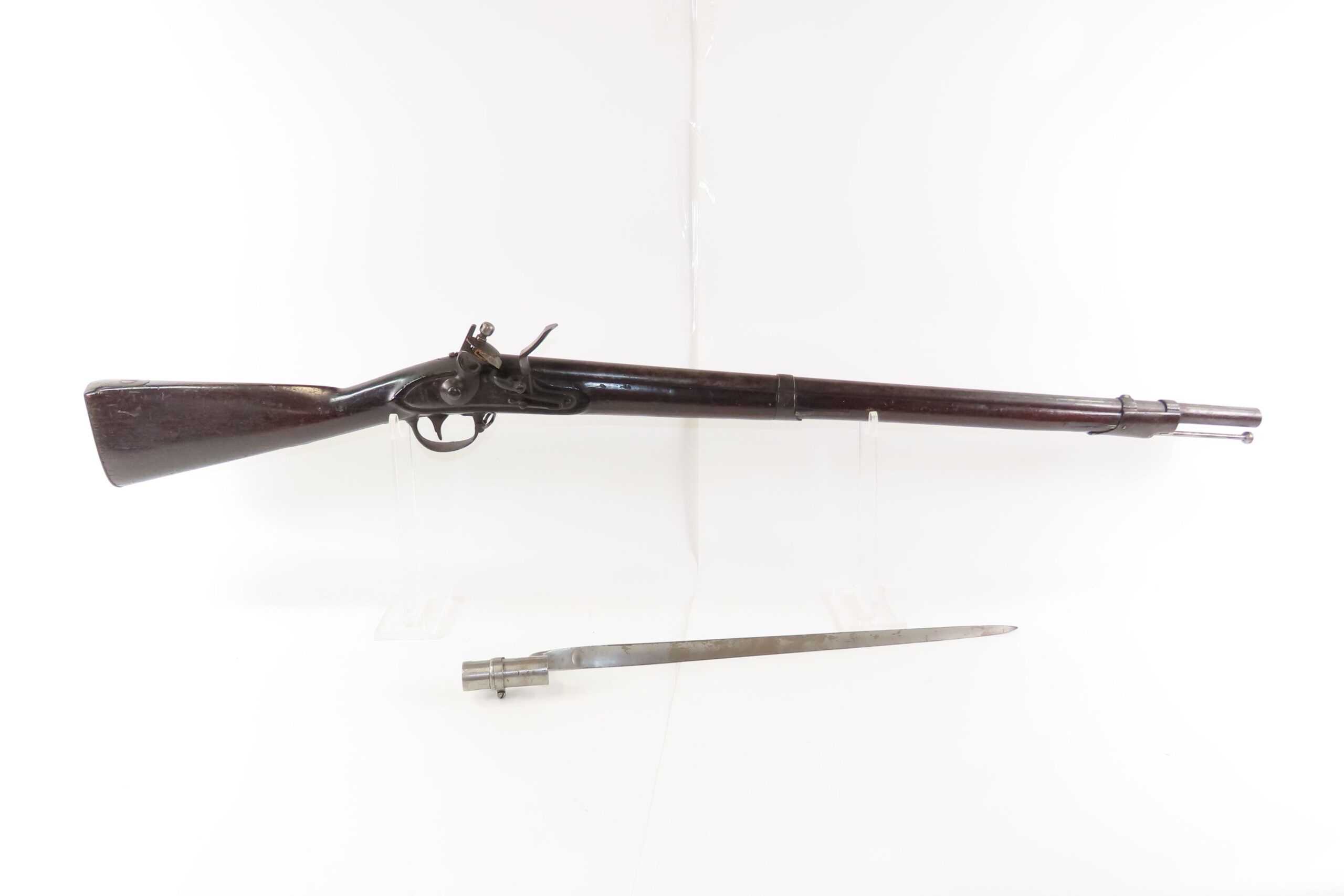Antique WICKHAM U.S. M1816 MEXICAN-AMERICAN WAR Flintlock Musket w/BAYONET With 1826 Dated LOCK and BARREL TANG - Image 3
