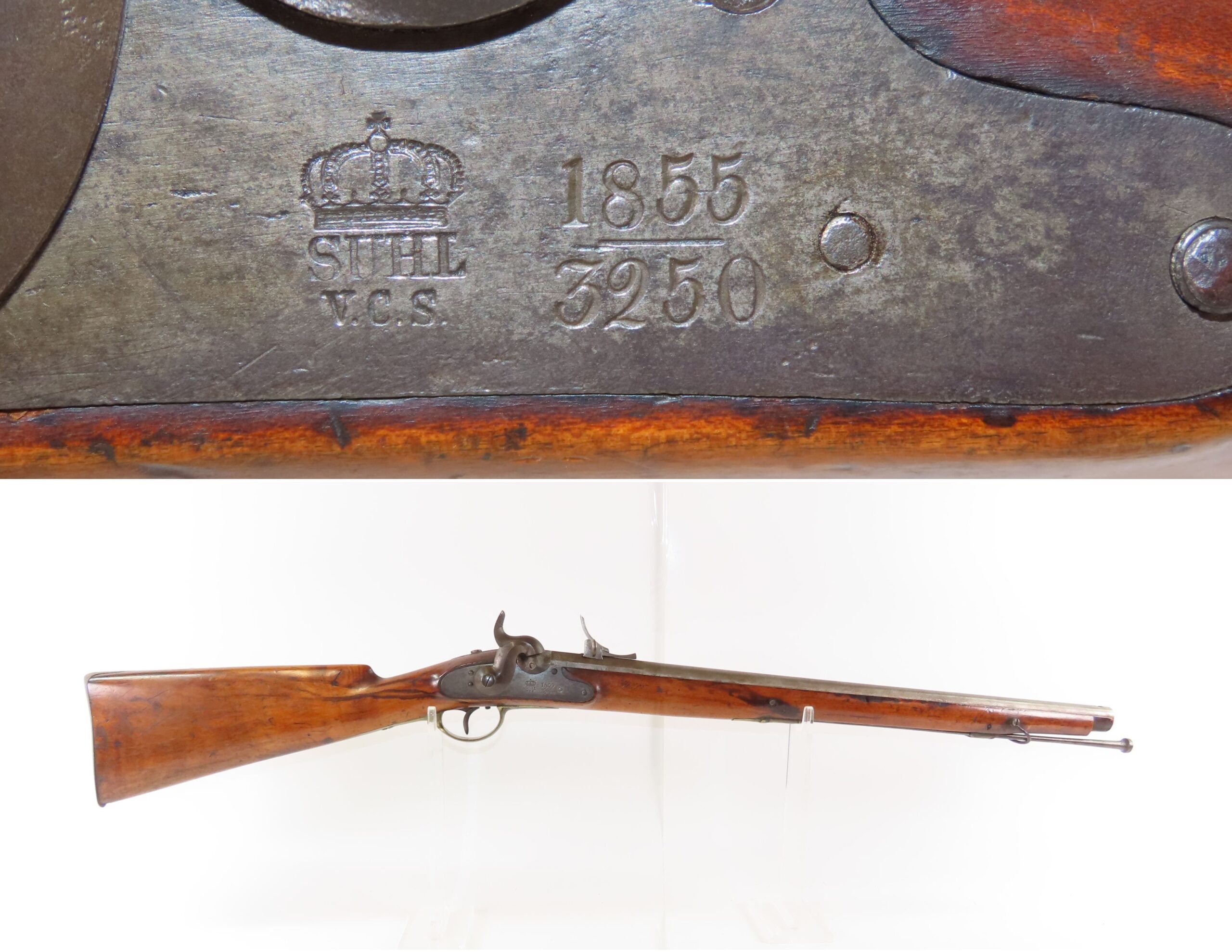 1855 Dated CIVIL WAR Era Antique V.C. SCHILLING Infantry Percussion CARBINE Scarce CONFEDERATE & UNION Military RIFLED Carbine