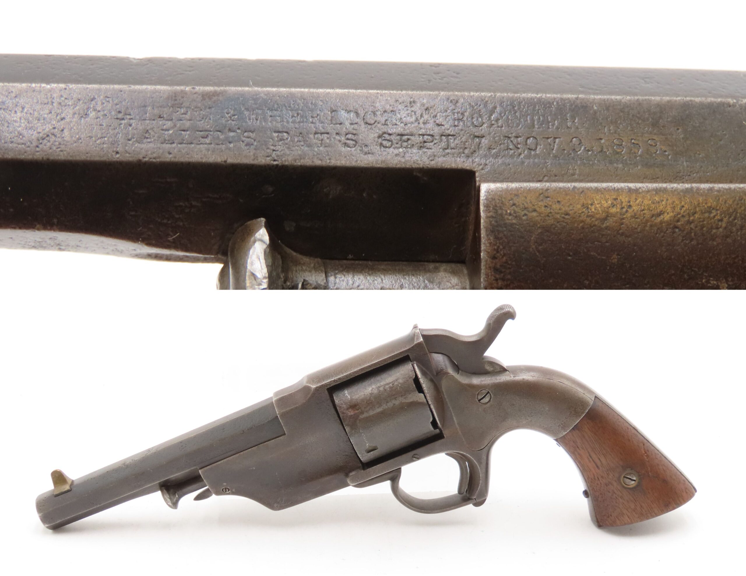 RARE CIVIL WAR Antique ALLEN & WHEELOCK Center Hammer LIPFIRE NAVY Revolver 1 of 250 .36 Cal. LIPFIRE Revolvers Made circa 1861