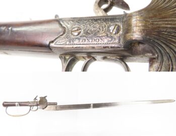 LONDON Antique CHARLES GRIERSON Silver Hilted Flintlock SWORD PISTOL .45 Gunmaker to His Majesty KING GEORGE III