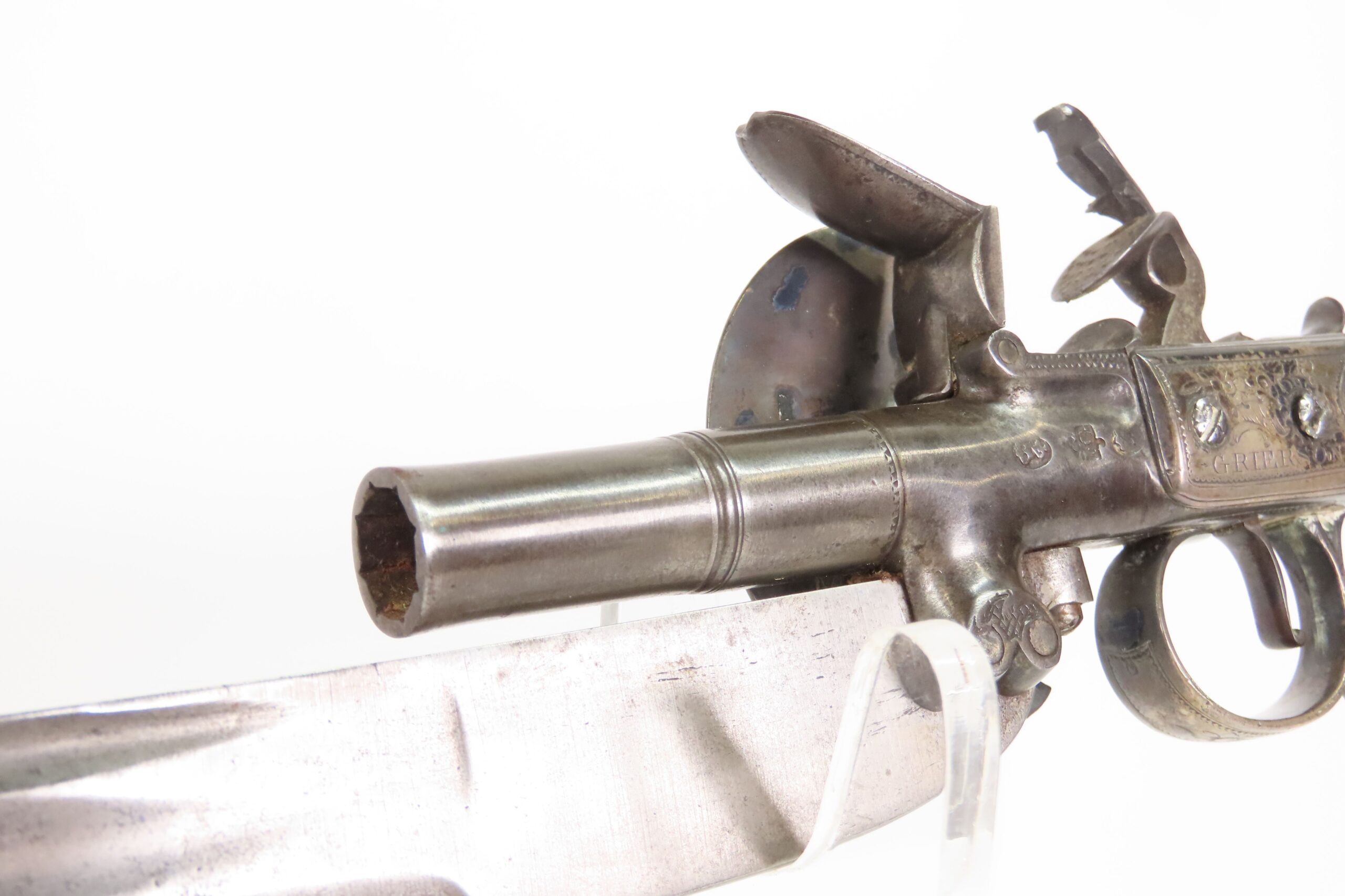 LONDON Antique CHARLES GRIERSON Silver Hilted Flintlock SWORD PISTOL .45 Gunmaker to His Majesty KING GEORGE III - Image 12