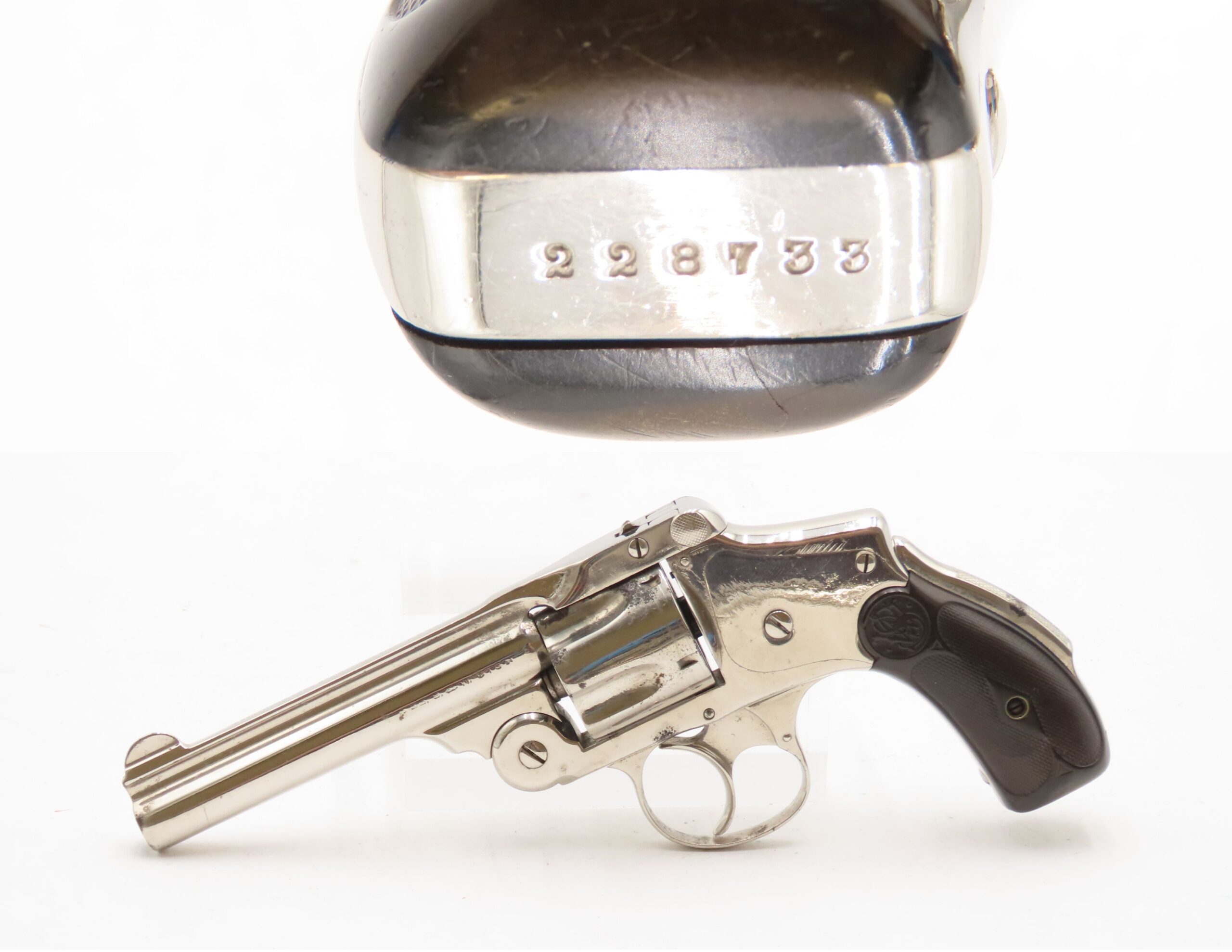 New Departure SMITH & WESSON .38 Safety Hammerless SELF DEFENSE Handgun C&R S&W CONCEAL & CARRY Revolver NICKEL FINISH