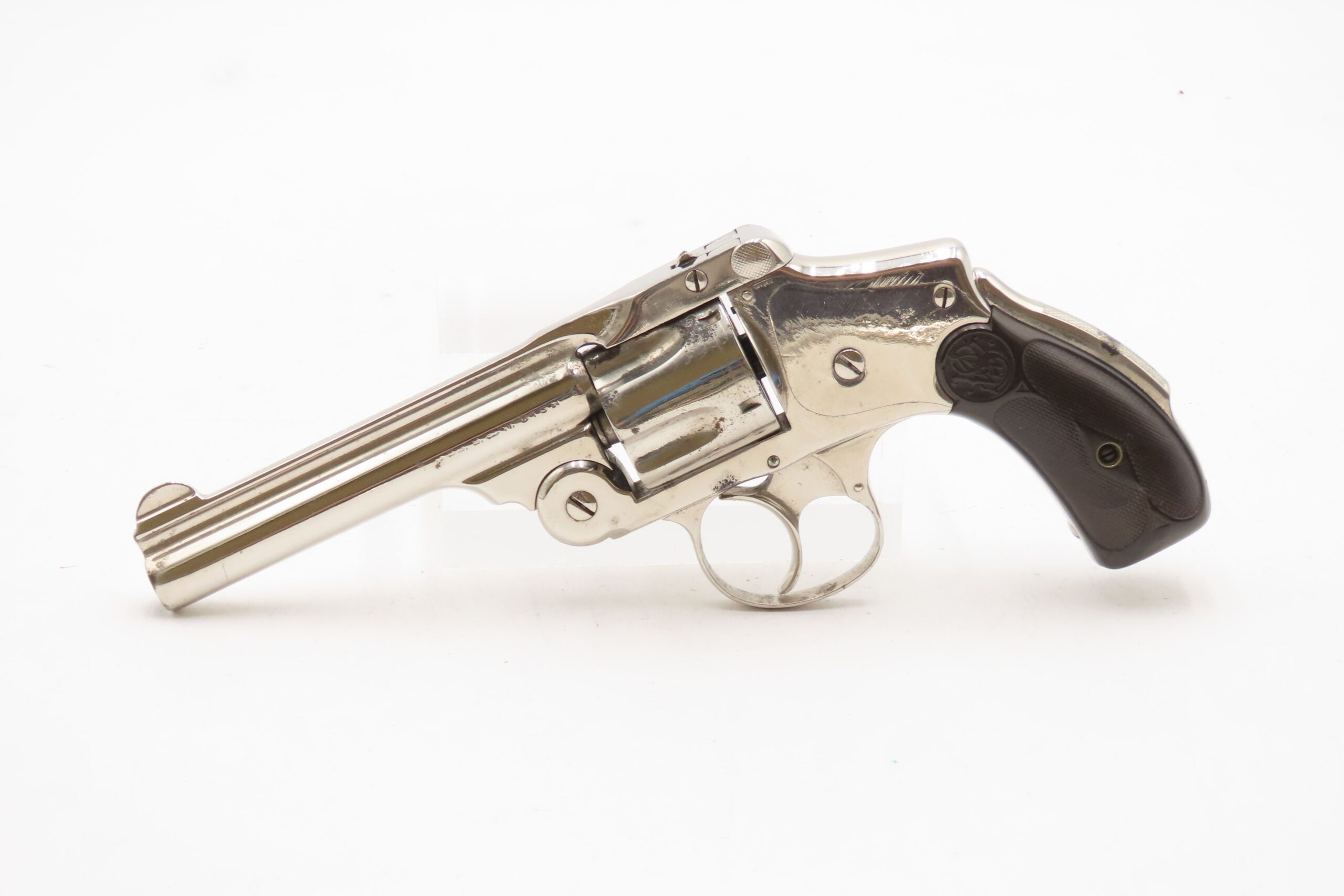 New Departure SMITH & WESSON .38 Safety Hammerless SELF DEFENSE Handgun C&R S&W CONCEAL & CARRY Revolver NICKEL FINISH - Image 3