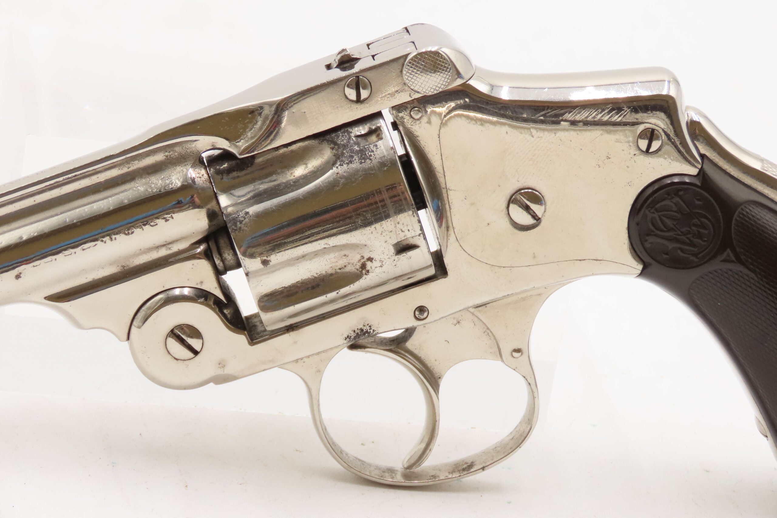 New Departure SMITH & WESSON .38 Safety Hammerless SELF DEFENSE Handgun C&R S&W CONCEAL & CARRY Revolver NICKEL FINISH - Image 5