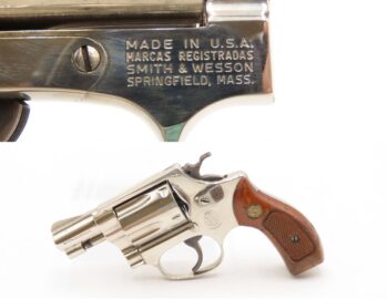 Smith & Wesson M36 .38 Special SELF DEFENSE CONCEAL/CARRY Revolver 1979-80 NICKEL FINISH S&W with 2” Barrel & CHECKERED GRIPS
